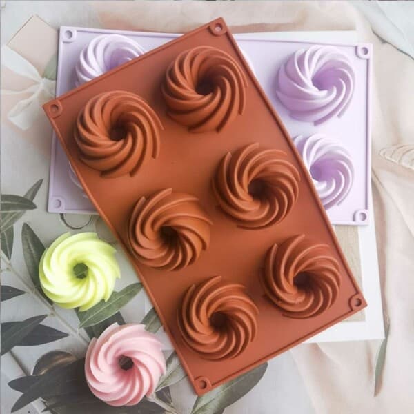 Silikone Lysform Lys DIY 6 stk Spirals Donuts hvid white