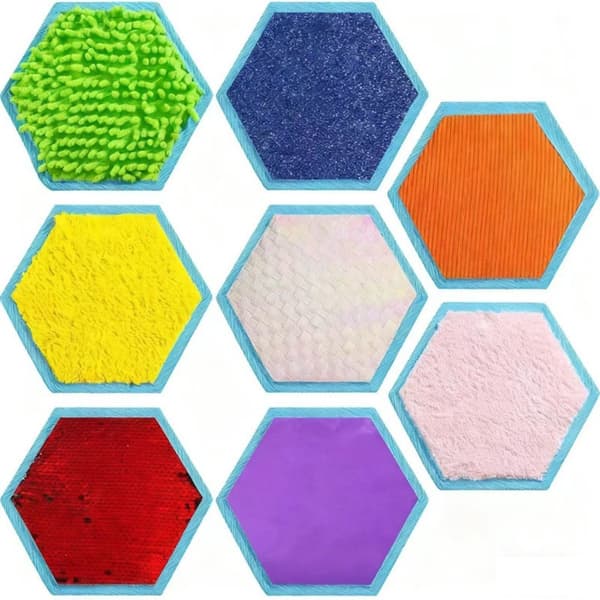 Taktil sensorisk matta för hand-öga-koordination, sensorisk texturträning för skola och hem med hexagonala lappar 25cm x 22cm, 8-pack
