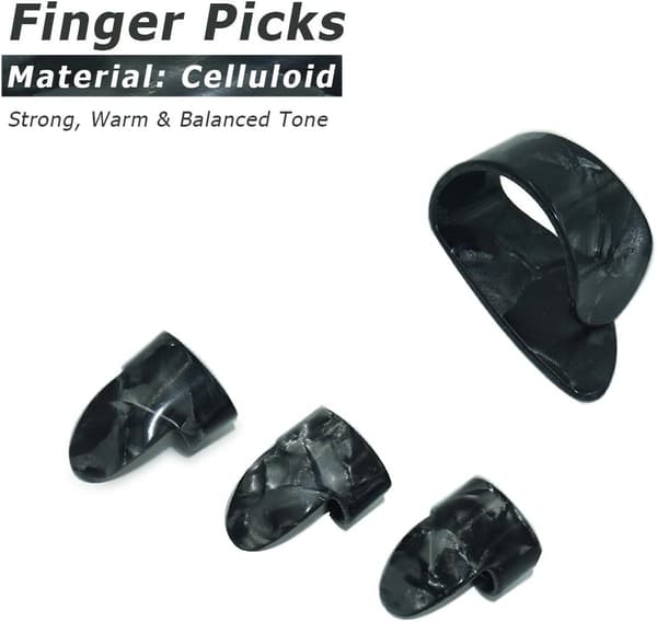 Gitarrslide, Set med 1 Glasslide, 1 Stålslide och 1 Mässingsgitarrslide, Bonus 6 st Gitarrplektrum och 4 Fingerplektrum
