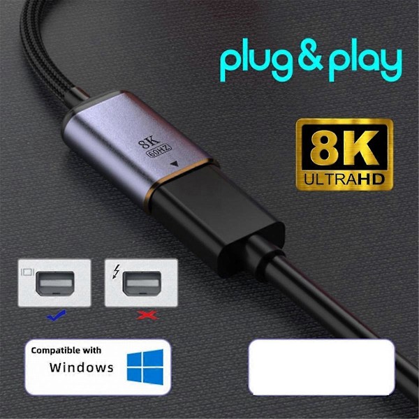 USB-C till Mini Displayport Adapter Konverter USB-C Typ C Hona Källa till Mini Displayport 1.4 8K 6
