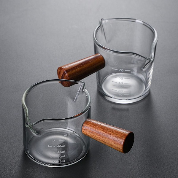 Espresso Koppar Set om 2, 100ML Dubbla Pipar Koppar, Espresso Shotglas, Mjölkkopp med Handtag, Klar