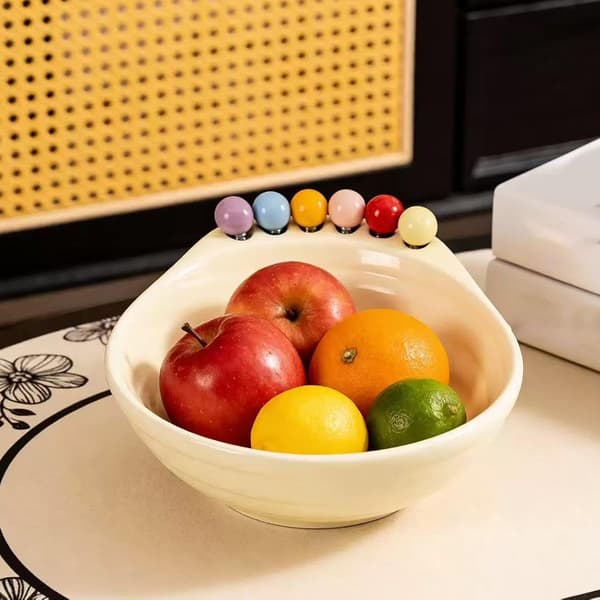 1 kpl hedelmätarjotin haarukoilla, suuri kapasiteetti, 6 haarukkaa, beige
