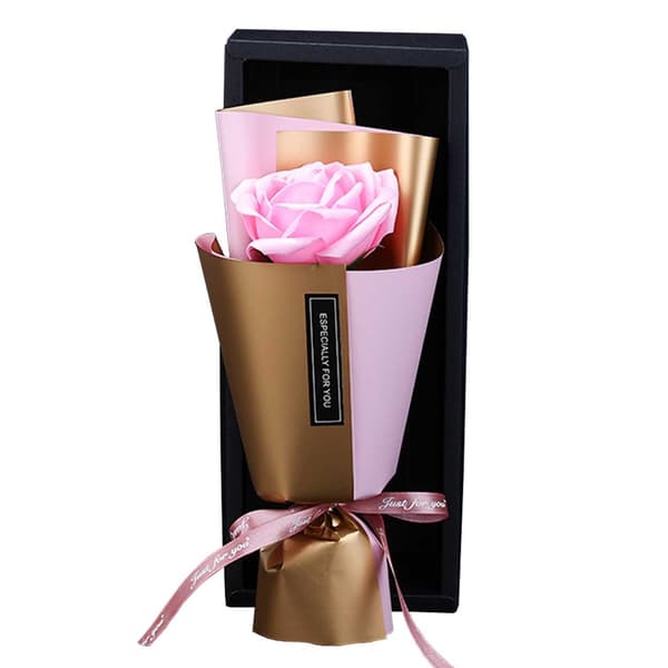 Evighedsrose i gaveindpakning - Kunstig rose i buket pink pink