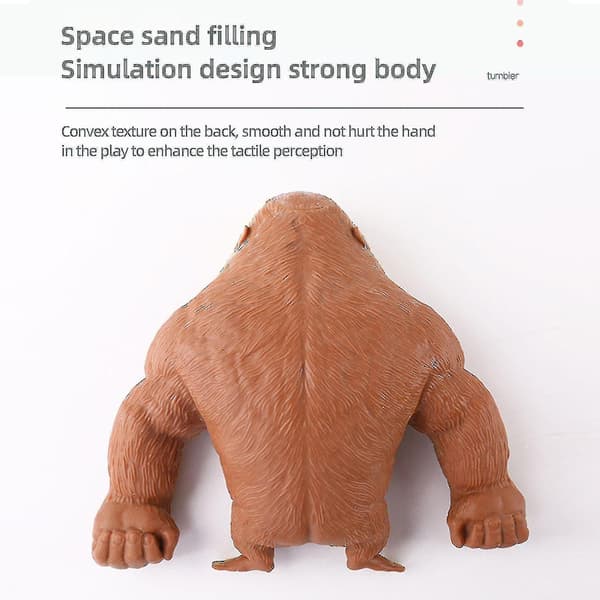 Myk Stretch Gorilla Figur Latex Gorilla Fidget Leke, Super Stor Squishy Gorilla Elastisk Gorilla Ape Leke