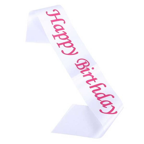 Gratulerer med dagen båndbanner Hvit Rosa Hvit white
