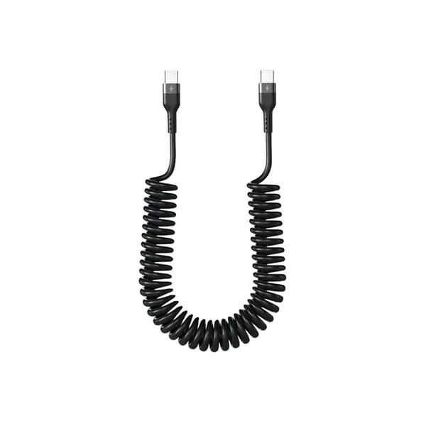 1,5M USB Type-C til Type-C Spiralkabel - 5A Hurtiglading, Kompatibel med Huawei, Apple, Android