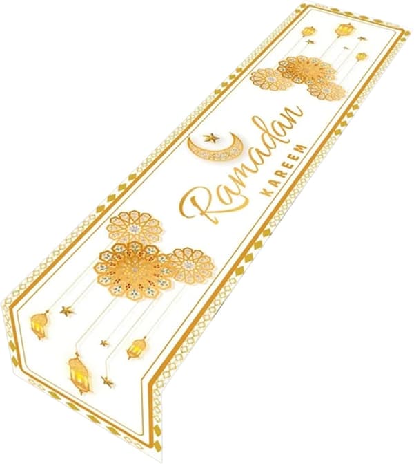 Bordløper Eid Mubaraks Måne Stjerne Duk Ramadans Dekorasjon 2024 Eid Fest Borddekorasjoner Islamsk-33x183 cm