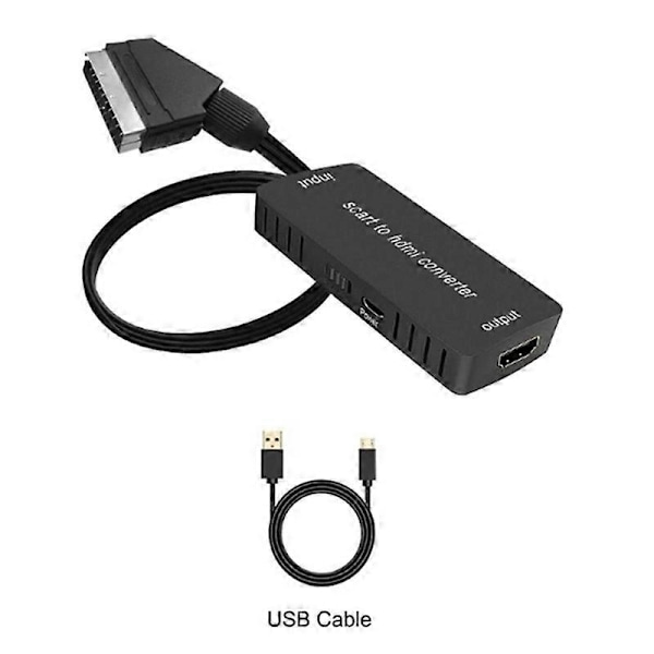 Scart till HDMI-omvandlare Ljudomvandlare Videokabelboxadapter Stöder 1080P HD-omvandlingsadapter