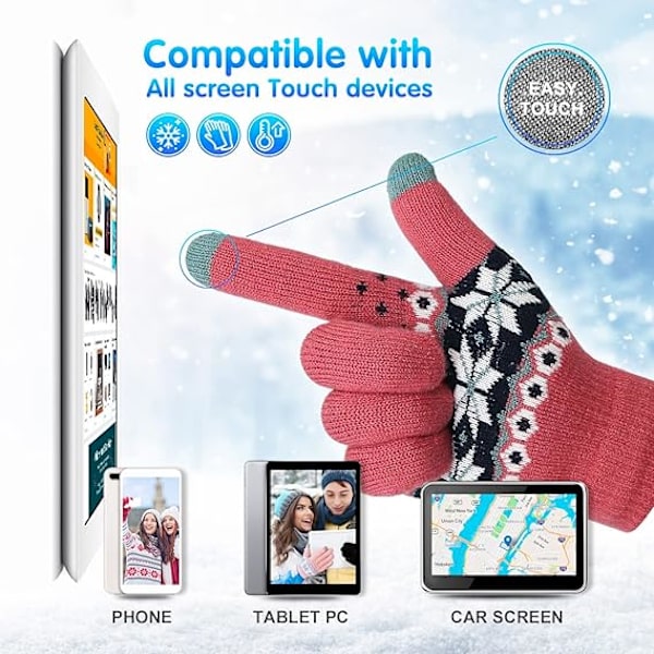 Vinter Touchscreen Hansker Varme Termiske Mykt Fôr Elastisk Mansjett for Kvinner