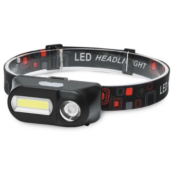 Dobbel LED Hodelykt COB XPE Løping Camping svart black