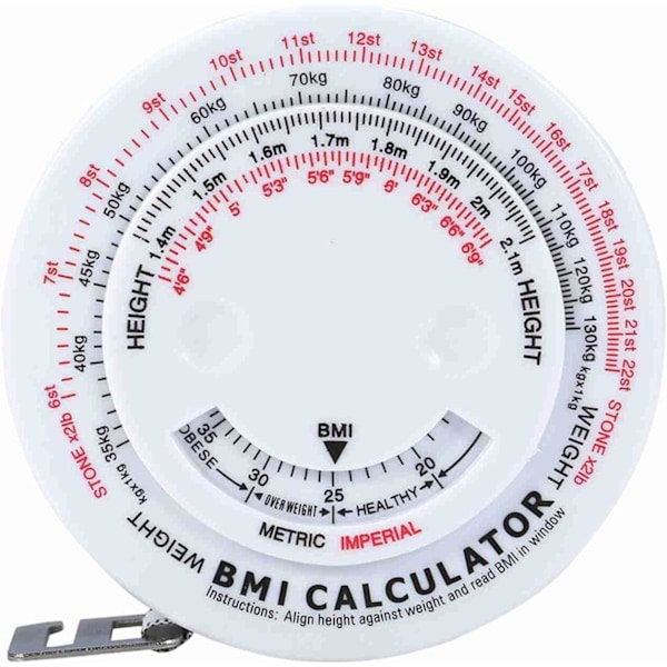 Måttband Kropp, BMI Kroppsmåttband, 150 cm Infällbart Kroppsfettmätning för Midjemått Kroppsmasseindexmätning