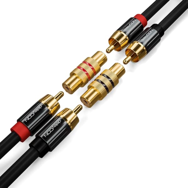 2 stk. RCA-kobling - Svart og rød lyd- og videoadapter - Hunn RCA-kontakter