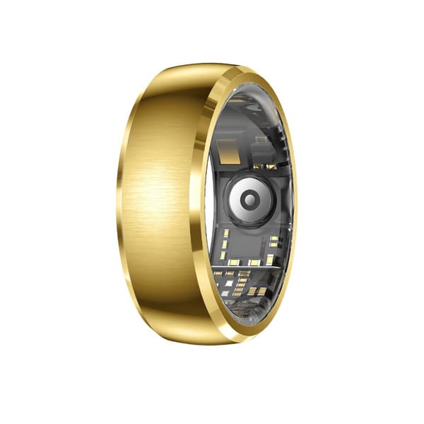 Smart ring med berøringsskjerm og bevegelseskontroll for hverdagsbruk - rustfritt stål, hjertefrekvens og SpO2, kompatibel med Android og iOS Gull 9 Gull Gold