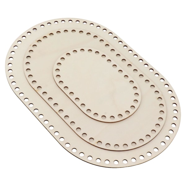 3 st Träkorgbotten Oval Blank Solid Virkad Korg Träbas för DIY Korgvävningstillbehör Hantverk
