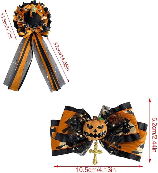 Halloweenpumpa Orange Häxa Bowler Hårklämma (14,5 cm) A