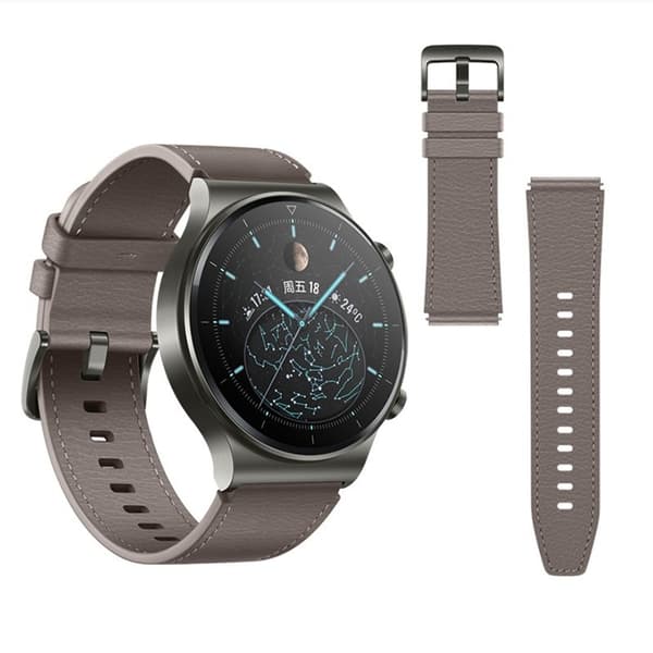 22 mm læderrem kompatibel med Huawei GT2 Pro Smartwatch - Stilfuld erstatningsrem grå Grey