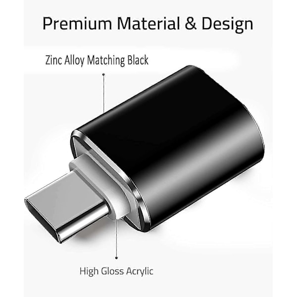 USB C - USB -sovitin, 2 kpl, USB C uros - USB 3.0 naaras -sovitin, USB C -sovitin yhteensopiva, betterlifefg