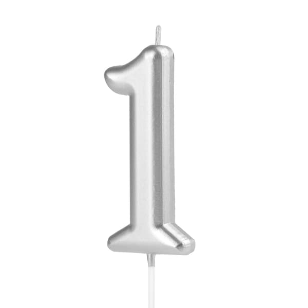 Tårtljus Siffra 1 Silver 10 cm silver