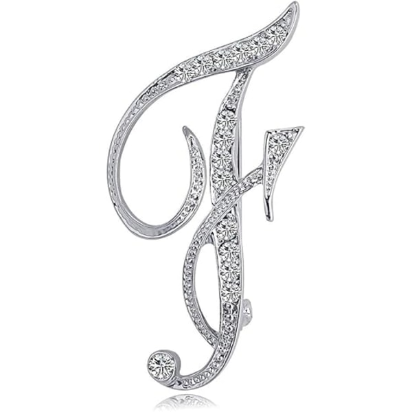 Bokstavs Broschnålar Initial Rhinestone Brosch för Kvinnor Hantverk Silverfärgad A-Z