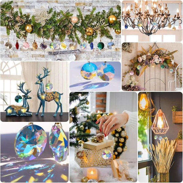 12 st Kristallglas Julkulor Ornament, Mini Runda Prisma Blomma Julgransdekorationer, Hängande Ornament för Fest Heminredning (CrystalAB)