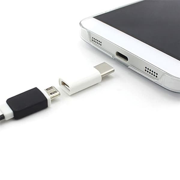 Android Micro USB til USB C OTG Adapter hvid white
