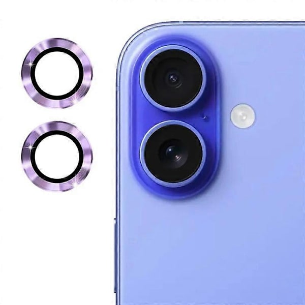 Kamerabeskyttelse til iPhone 16/iPhone 16 Plus - Metal CD-tekstur - Hærdet glas