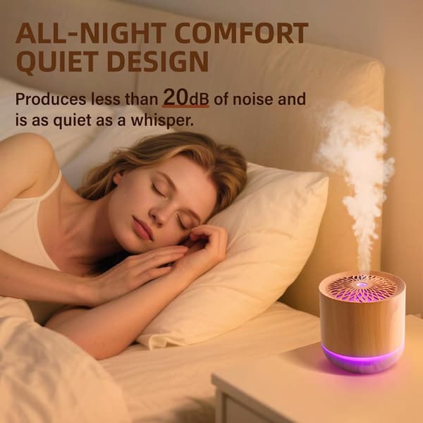 Diffuser, 300 ml ultraljudsaromdiffuser för eteriska oljor, sval dimma oljediffuser med 7-färgs LED-ljus och automatisk avstängning