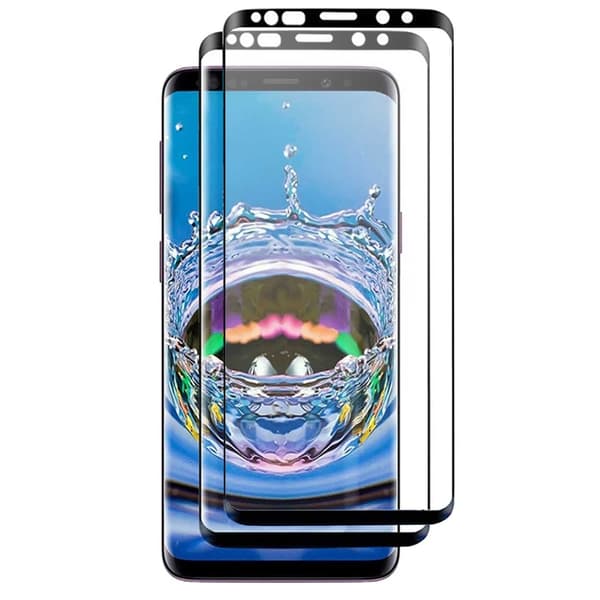 [2-pak] Galaxy S8 Plus Skærmbeskytter Hærdet Glas Kulfiber sort black