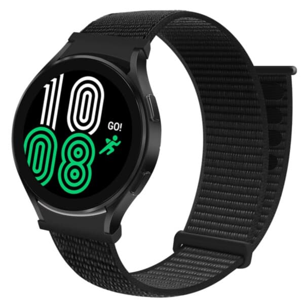 Galaxy Watch 4/5 Rem 20mm Nylon Velcro Sort sort black
