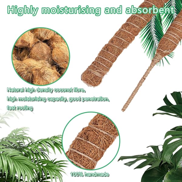 2 st Vikbara Växtstöd, 60 cm Långt Växtstöd Kokos Klätterväxtstöd, Klätterväxtstöd för Monstera Växt