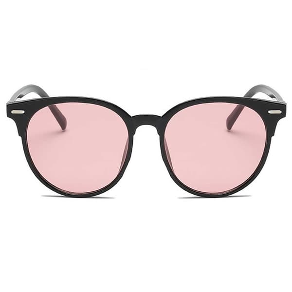 Runda svarta solglasögon rosa linser svarta black