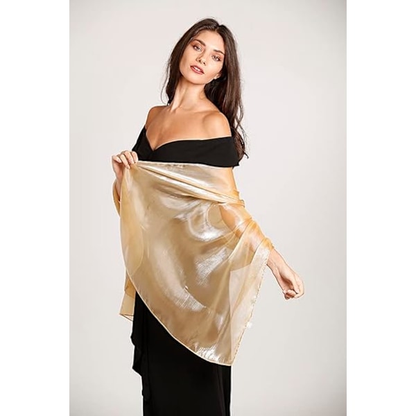 Silkeslen Pashmina Iriserande Wrap Stole Sjal för Bröllop Brud Brudtärnor Baler & Fester