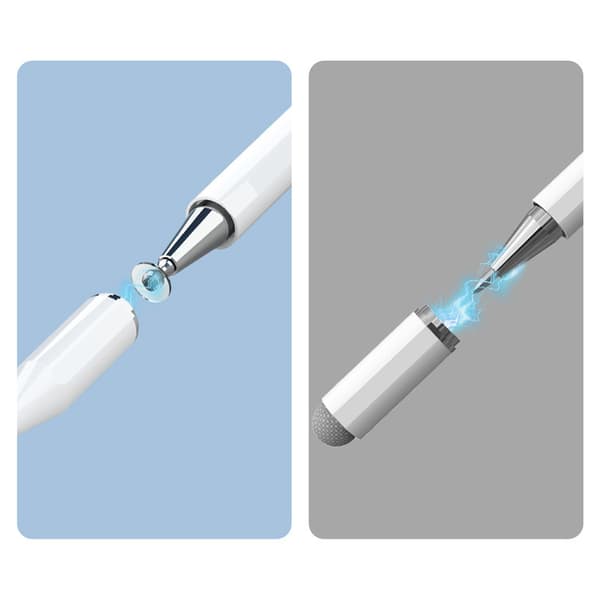 2-i-1 Magnetisk Stylus Pen til Touchskærme Hvid