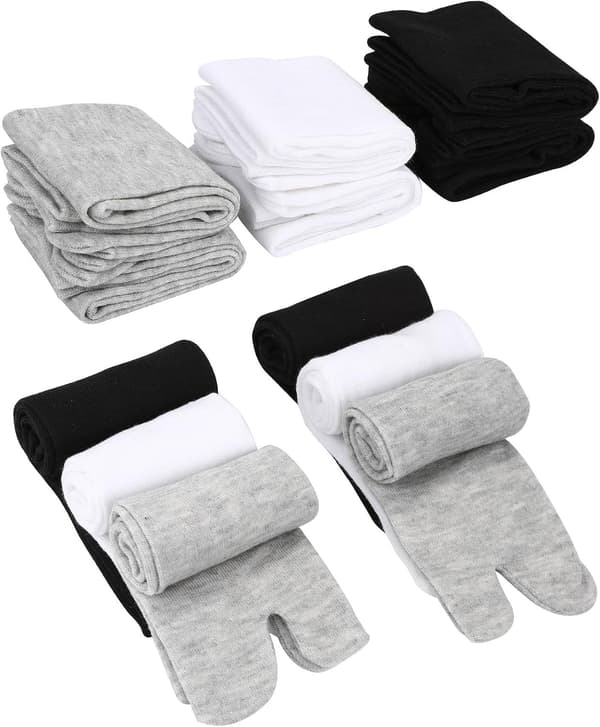 6 par unisex Tabi Flip Flop Sokker Geitesokker Bomull Split Toe Tabi Sokker Elastiske for kvinner og menn, flerfarget