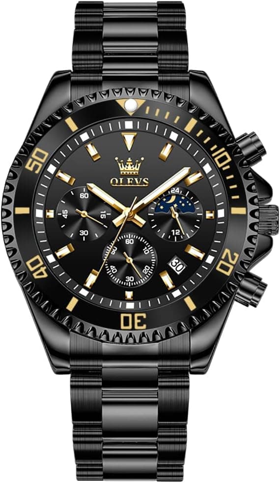 OLEVS Miesten Kellot Musta black Dial/Black Band