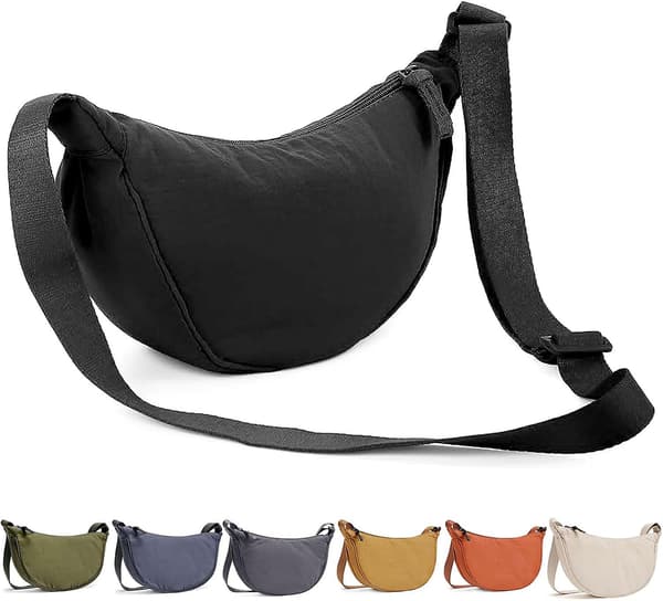 Nylon Halvmåneveske - Skulderveske med Justerbar Stropp green