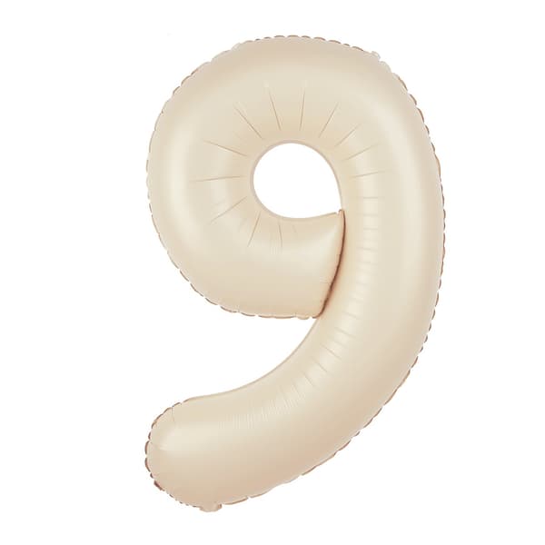 Folieballong Nummer 9 Krem Beige 100 cm beige
