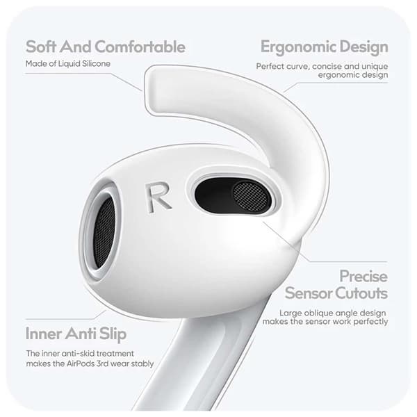 AirPods 3 Öronkrokar - Silikon Öronkrokar Vit vit white