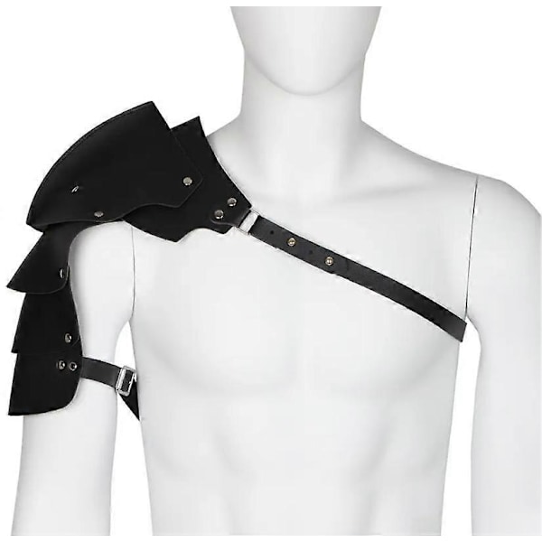Läder Pauldrons Spaulders Medeltida Axelskydd Viking Kostym Riddare Krigare Cosplay Larp Tillbehör Halloween Rekvisita För Män Black right