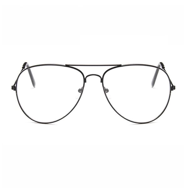 Sorte pilotbriller med klare glas, aviator, klare glas, sort black