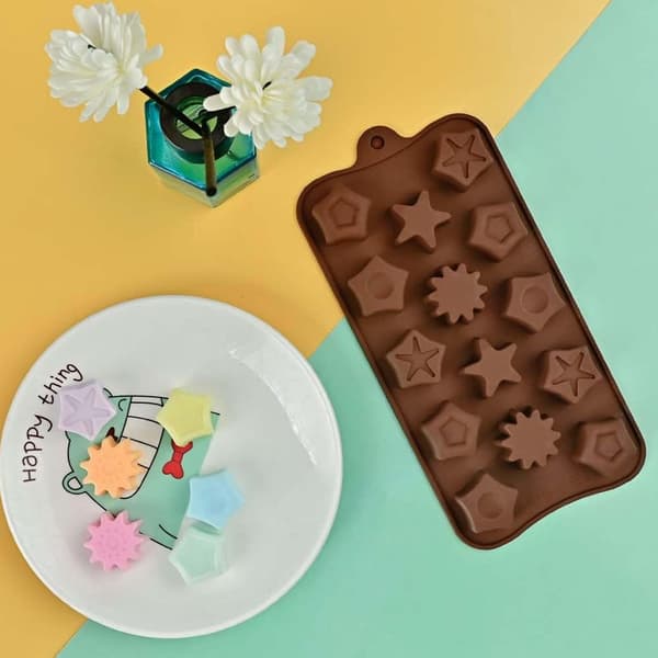 Silikoneform Stjerner & Sol Motiv – Til Chokolade, Slik & Gelé
