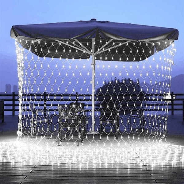 3M x 2M Nätlampor Utomhus Julnätlampor för Buskar Plug-in, 200LED Julträdgårdsljus Vattentäta (Kallvit)