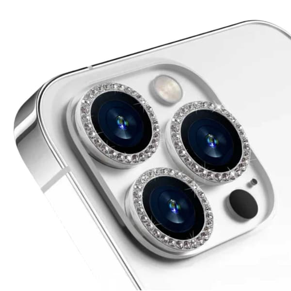 iPhone 14 Pro/Pro Max -linssinsuojus, kimalteleva timantti, hopea silver