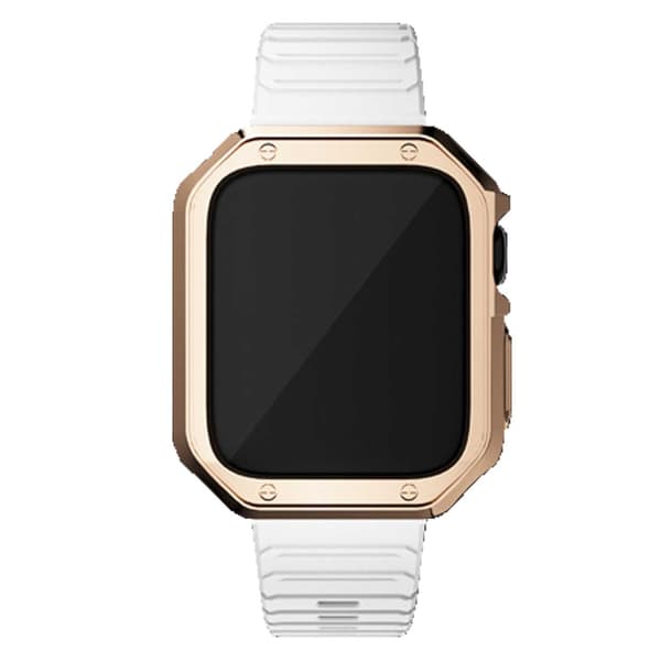 Armbånd Apple Watch 38/40/41mm Hvit + TPU-deksel Bumper Rosegull