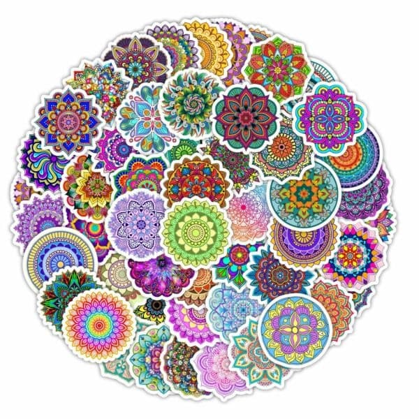 50 kpl Zen Mandalas -tarroja monivärinen multicolor