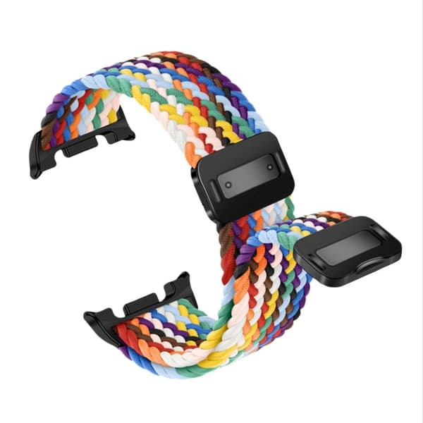 46 mm magnetiskt spänne elastiskt flätat nylonband kompatibelt med Samsung Galaxy Watch 8 C Rainbow colors