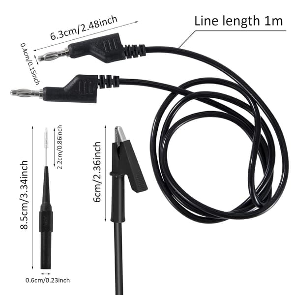 Multimeter Testledninger med Multimeterprober Alligatorklemmer 4mm Bananstik Sort Rød 6 Stykker
