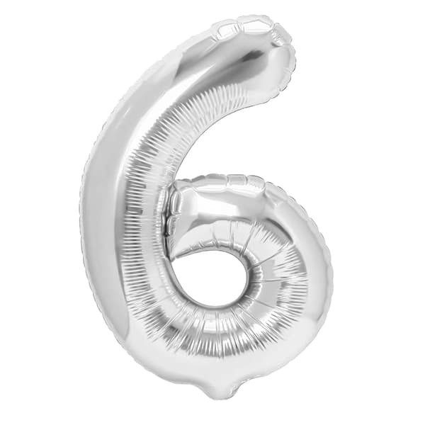 Folieballong Siffra 6 Silver 40 cm silver