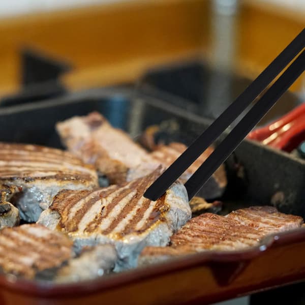 2 stk. køkkentænger, 29 cm silikone grilltænger, sorte køkkenmadtænger, silikone serveringstænger