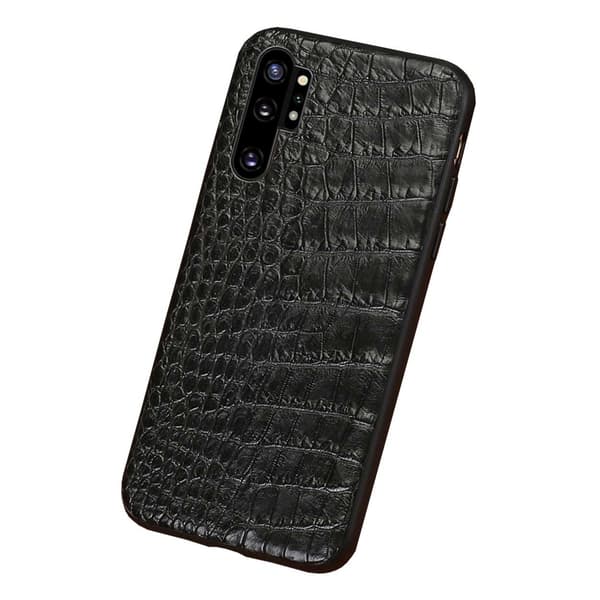 Galaxy Note 10 Mobilcover Sort Læder Krokodilleskind Cover Sort black